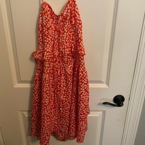 Red Floral Halter Dress